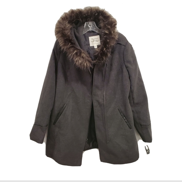 NWT Maralyn & Me Jacket Hooded Fur Trim Gray Coat - Picture 4 of 7